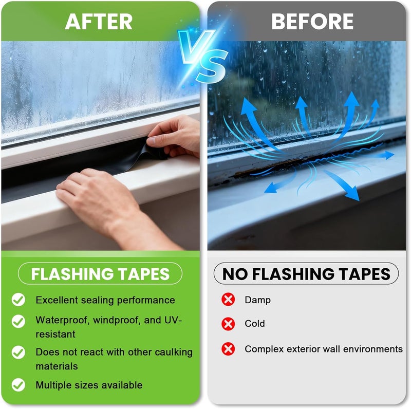 Bghdas Flashing Tape, 3.75" x 75', Industrial Strength for Windows, Doors, Weather-Resistant, UV-Resistant, Tear-Resistant, Advanced Acrylic Adhesive, Black - Image 4